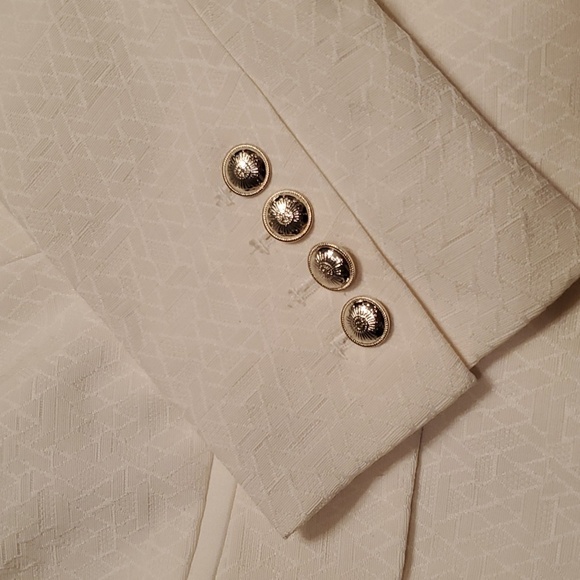 White House Black Market LS Cream Jacquard Double Breasted Blazer Size 10 NWT - Picture 6 of 10